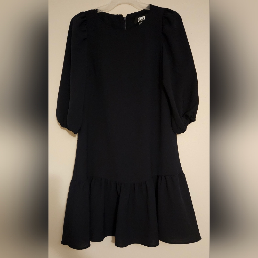DKNY Blue Balloon Sleeved Dress